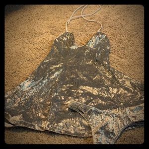 Dance dress or lingerie. Shiny silver!
